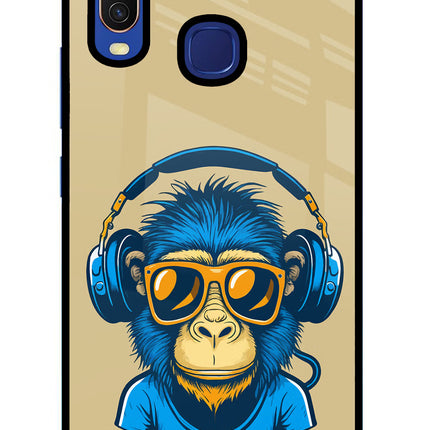 Monkey Headphone Vivo Y11/Y12/U10 Glass Case Back Cover by Casekaro