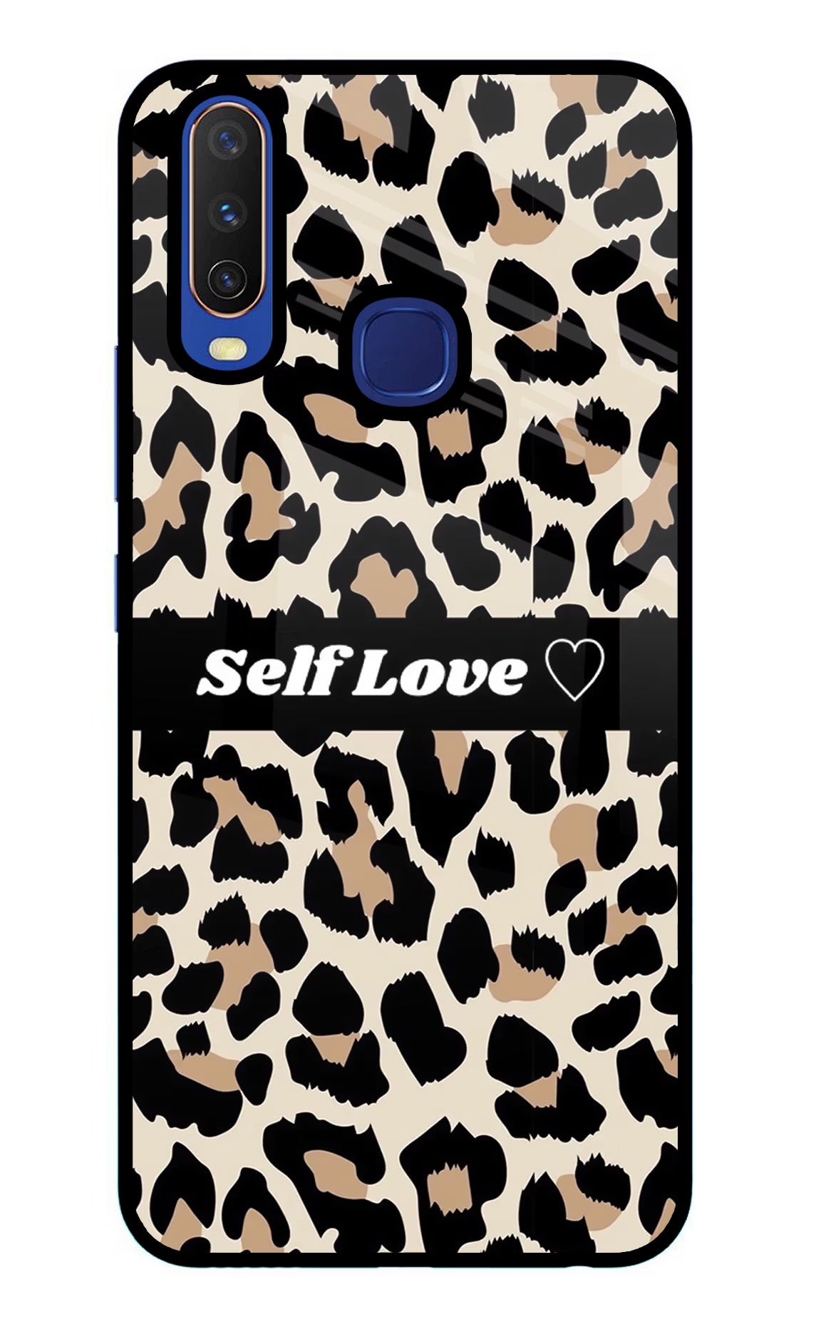 Leopard Print Self Love Vivo Y11/Y12/U10 Glass Case Back Cover by Casekaro