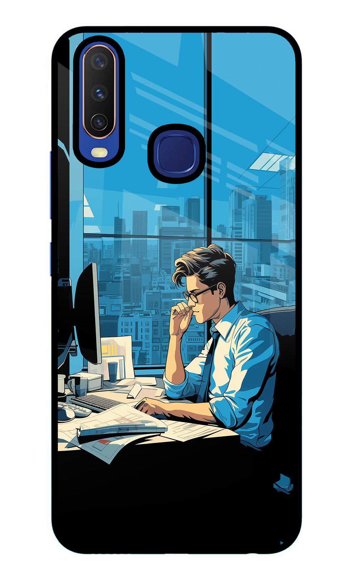 Focused Hustler (AI Generated) Vivo Y11/Y12/U10 Glass Case Back Cover by Casekaro
