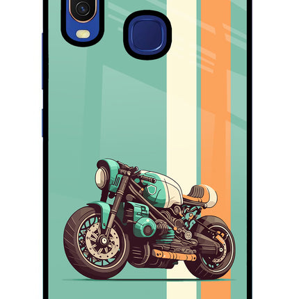 Striped Moto Drift Vivo Y11/Y12/U10 Glass Case