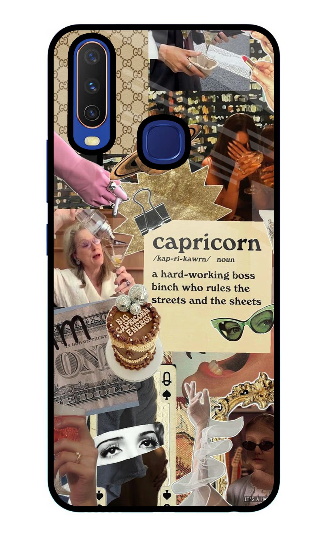 Capricorn Zodiac Vivo Y11/Y12/U10 Glass Case Back Cover by Casekaro