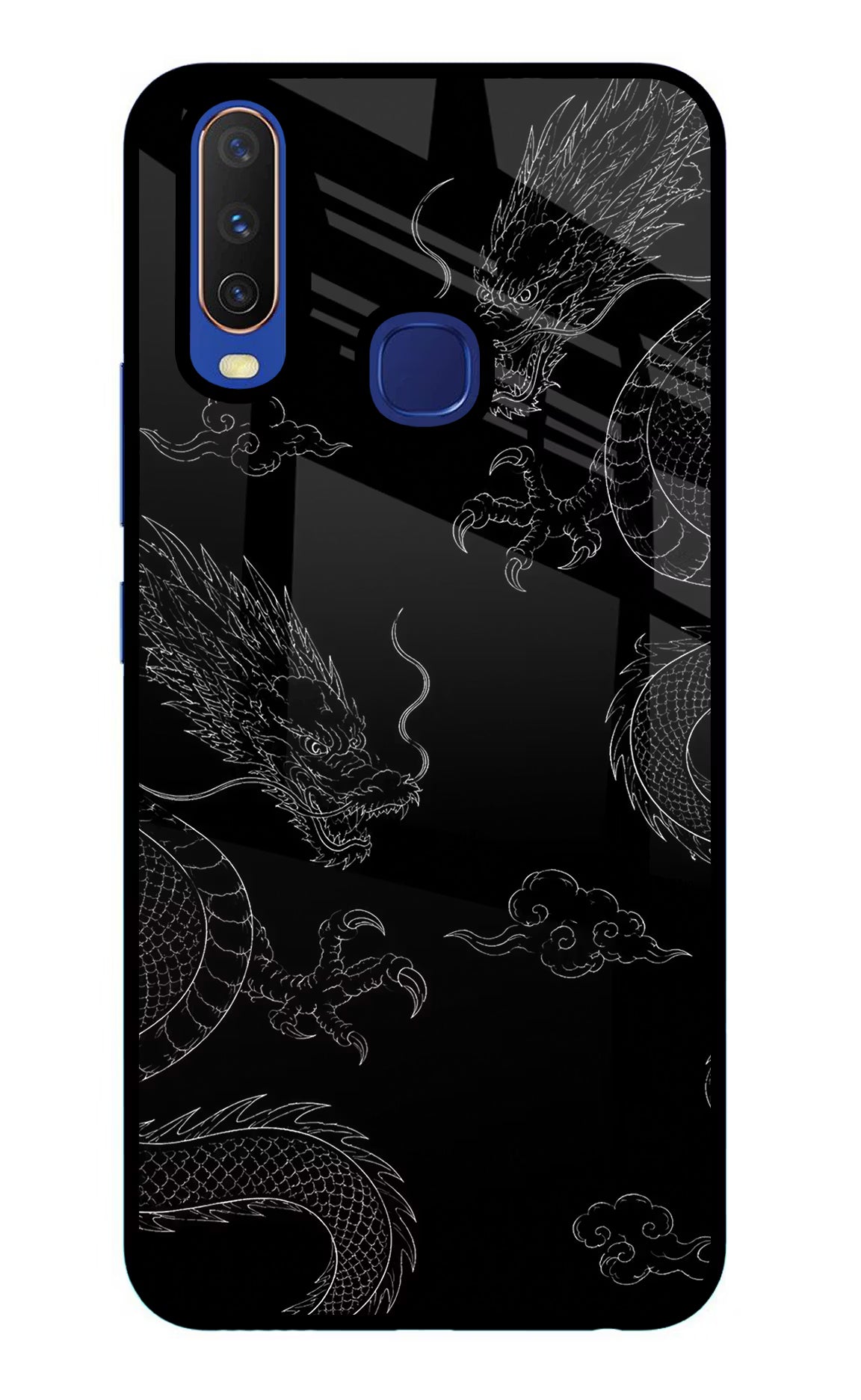 Twin Dragons Vivo Y11/Y12/U10 Glass Case Back Cover by Casekaro