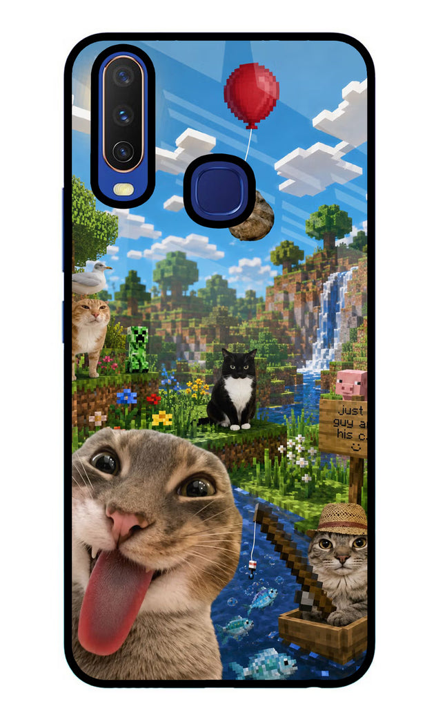 Minecraft Cat Chaos Vivo Y11/Y12/U10 Glass Case