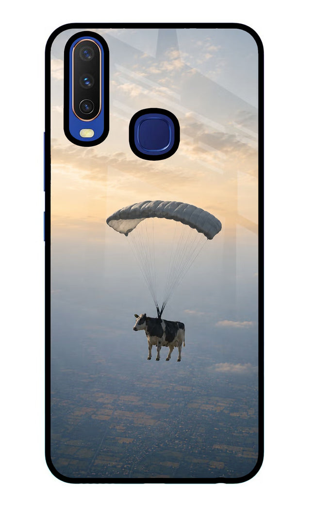 Skydiving Cow Vivo Y11/Y12/U10 Glass Case Back Cover by Casekaro