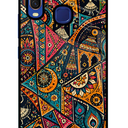 Folk Print Vivo Y11/Y12/U10 Glass Case