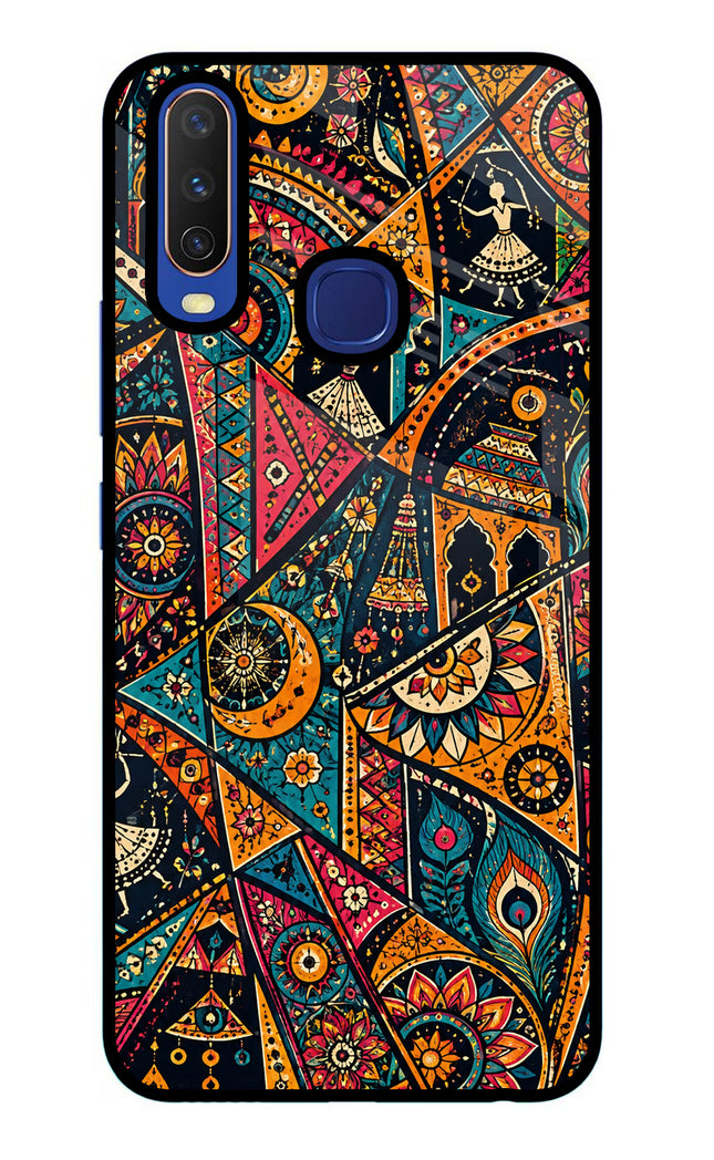 Folk Print Vivo Y11/Y12/U10 Glass Case