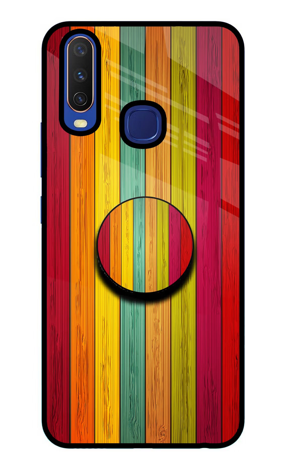 Multicolor Wooden Vivo Y11/Y12/U10 Pop Case by Casekaro
