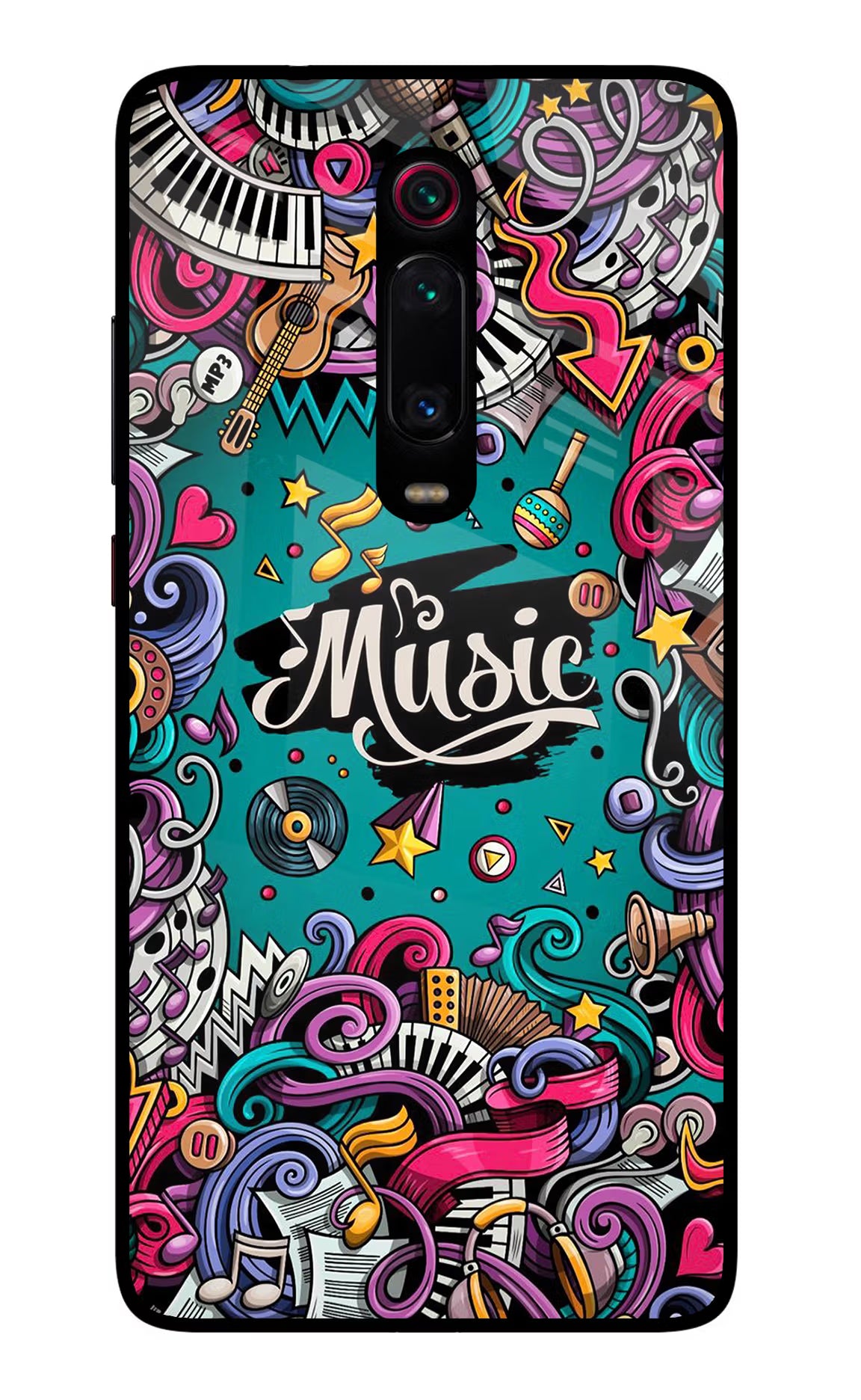 Music Graffiti Redmi K20/K20 Pro Glass Case Back Cover by Casekaro