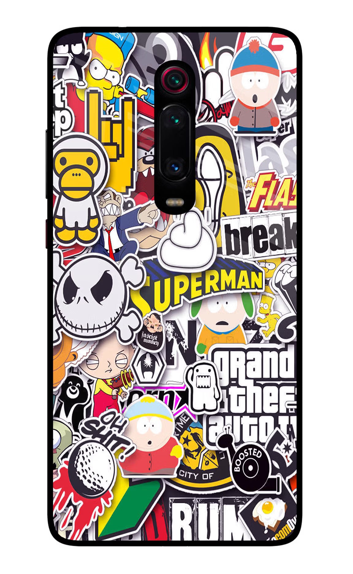 Sticker Bomb Redmi K20/K20 Pro Glass Case Back Cover by Casekaro