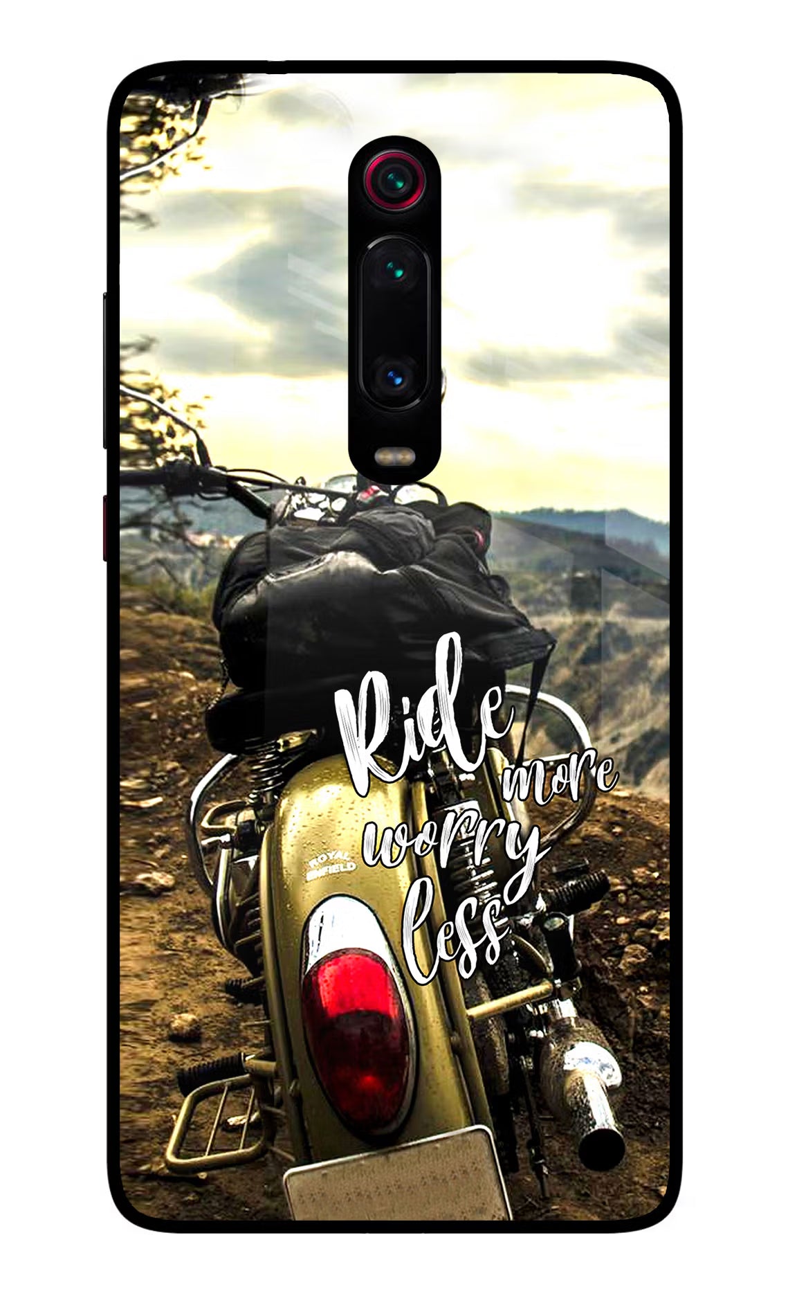 Ride More Worry Less Redmi K20/K20 Pro Glass Case Back Cover by Casekaro