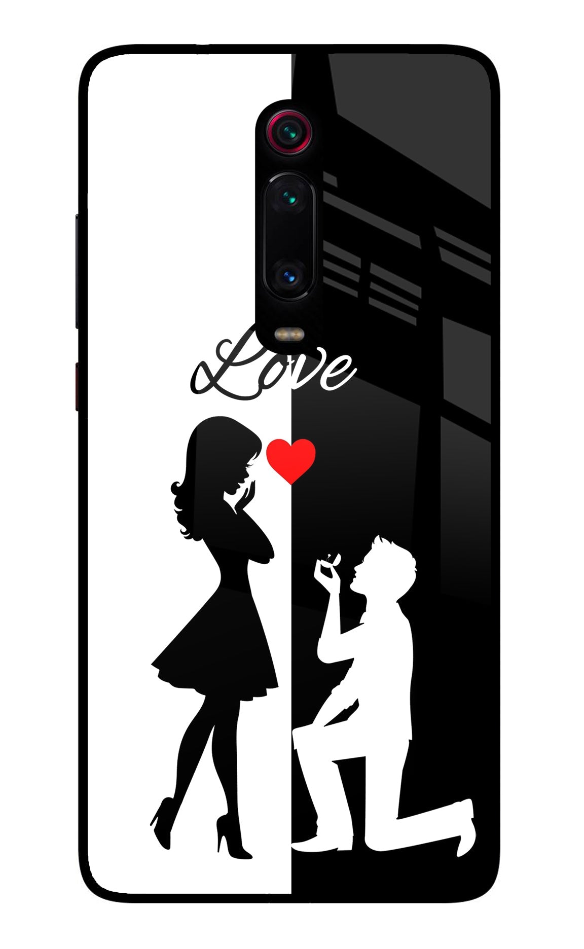 Love Propose Black And White Redmi K20/K20 Pro Glass Case