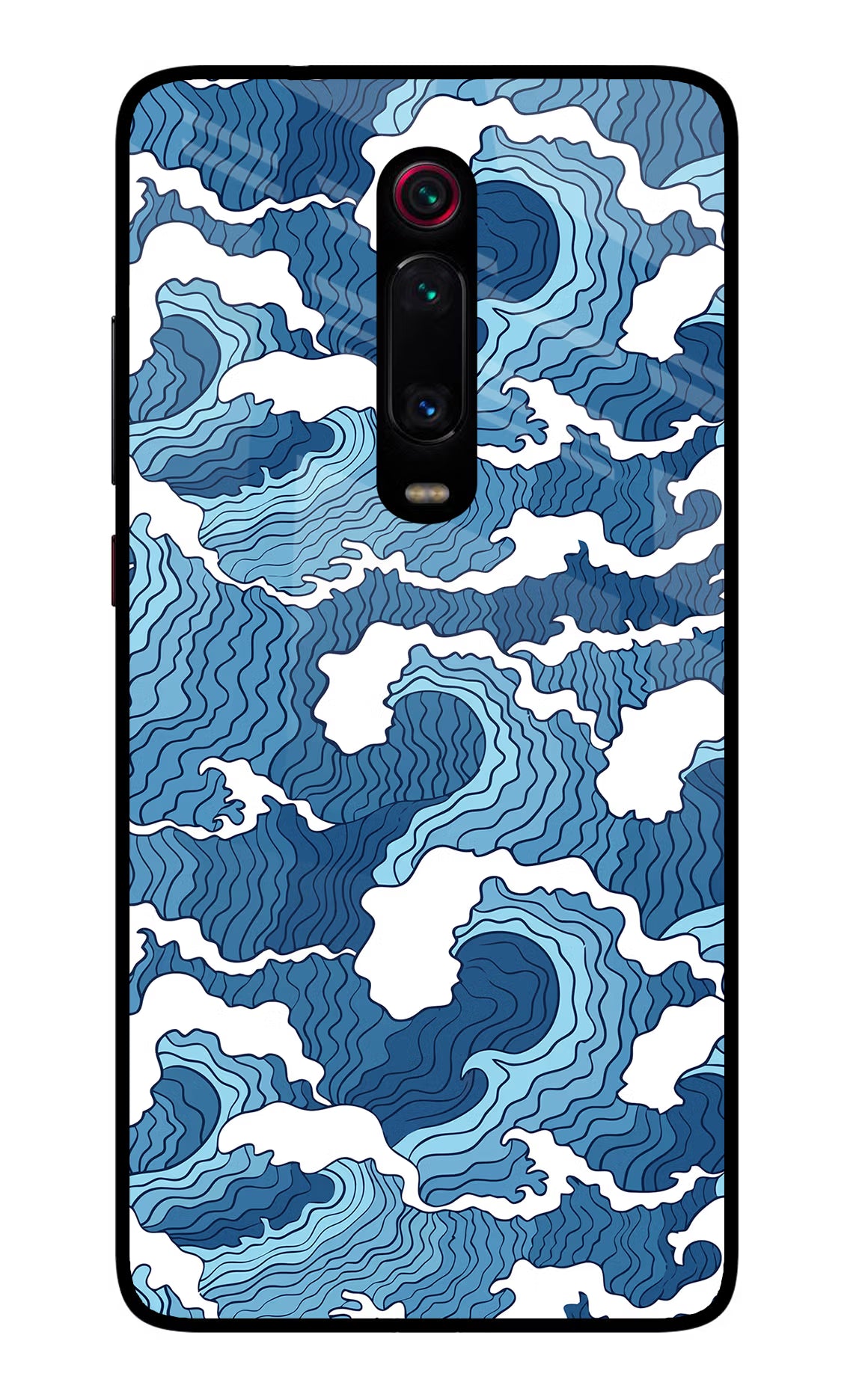 Blue Waves Redmi K20/K20 Pro Glass Case Back Cover by Casekaro
