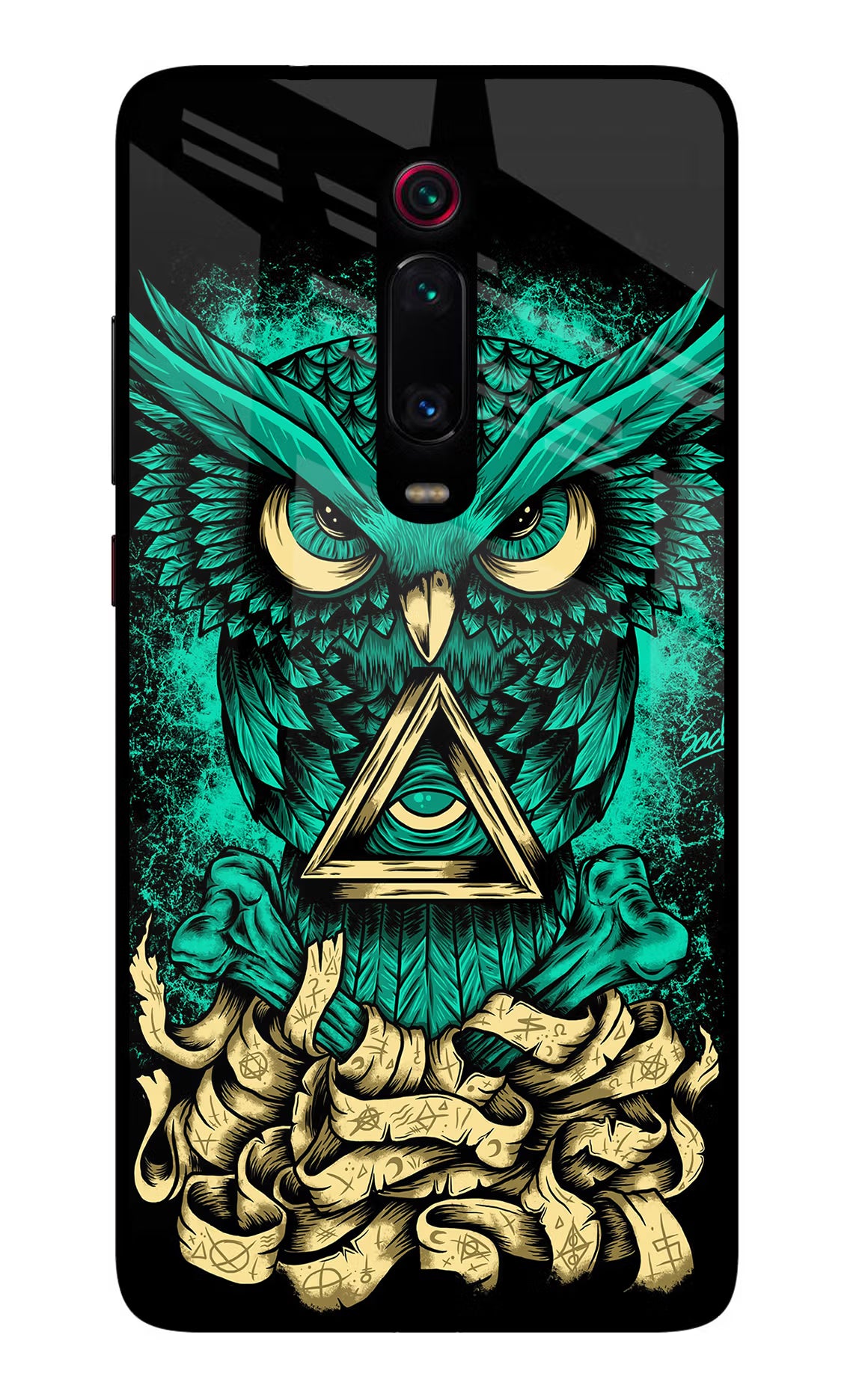 Green Owl Redmi K20/K20 Pro Glass Case Back Cover by Casekaro