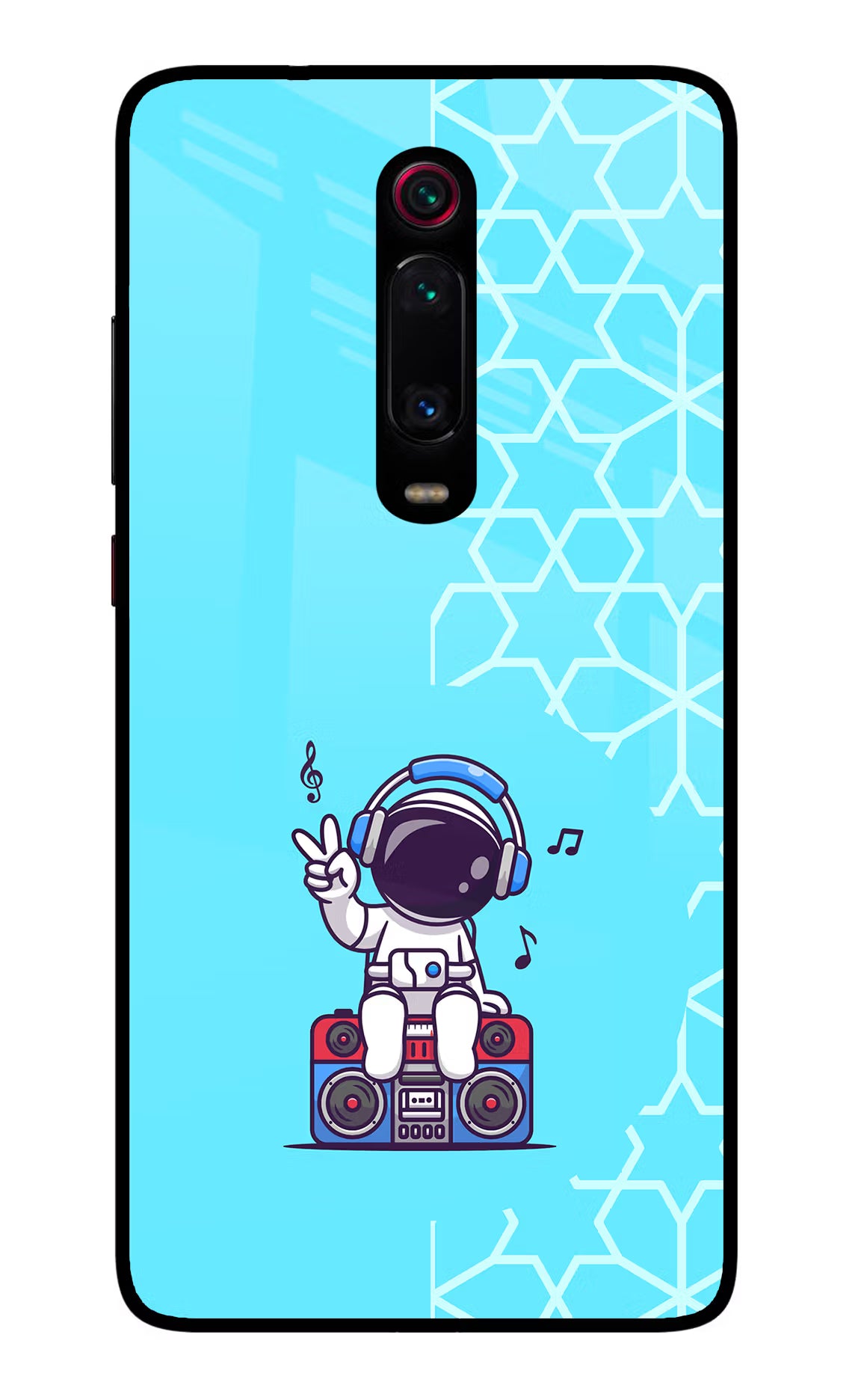 Cute Astronaut Chilling Redmi K20/K20 Pro Glass Case Back Cover by Casekaro