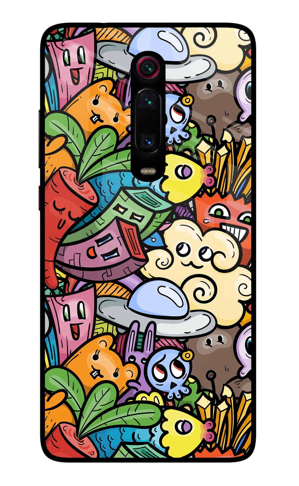 Veggie Doodle Redmi K20/K20 Pro Glass Case Back Cover by Casekaro