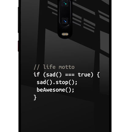 Life Motto Code Redmi K20 Pro Glass Case Back Cover by Casekaro