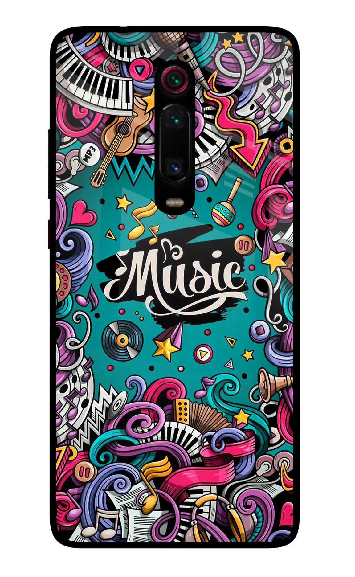 Music Graffiti Redmi K20 Pro Glass Case Back Cover by Casekaro