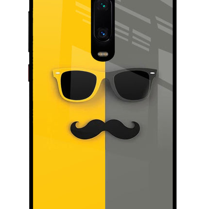 Sunglasses with Mustache Redmi K20 Pro Glass Case Back Cover by Casekaro