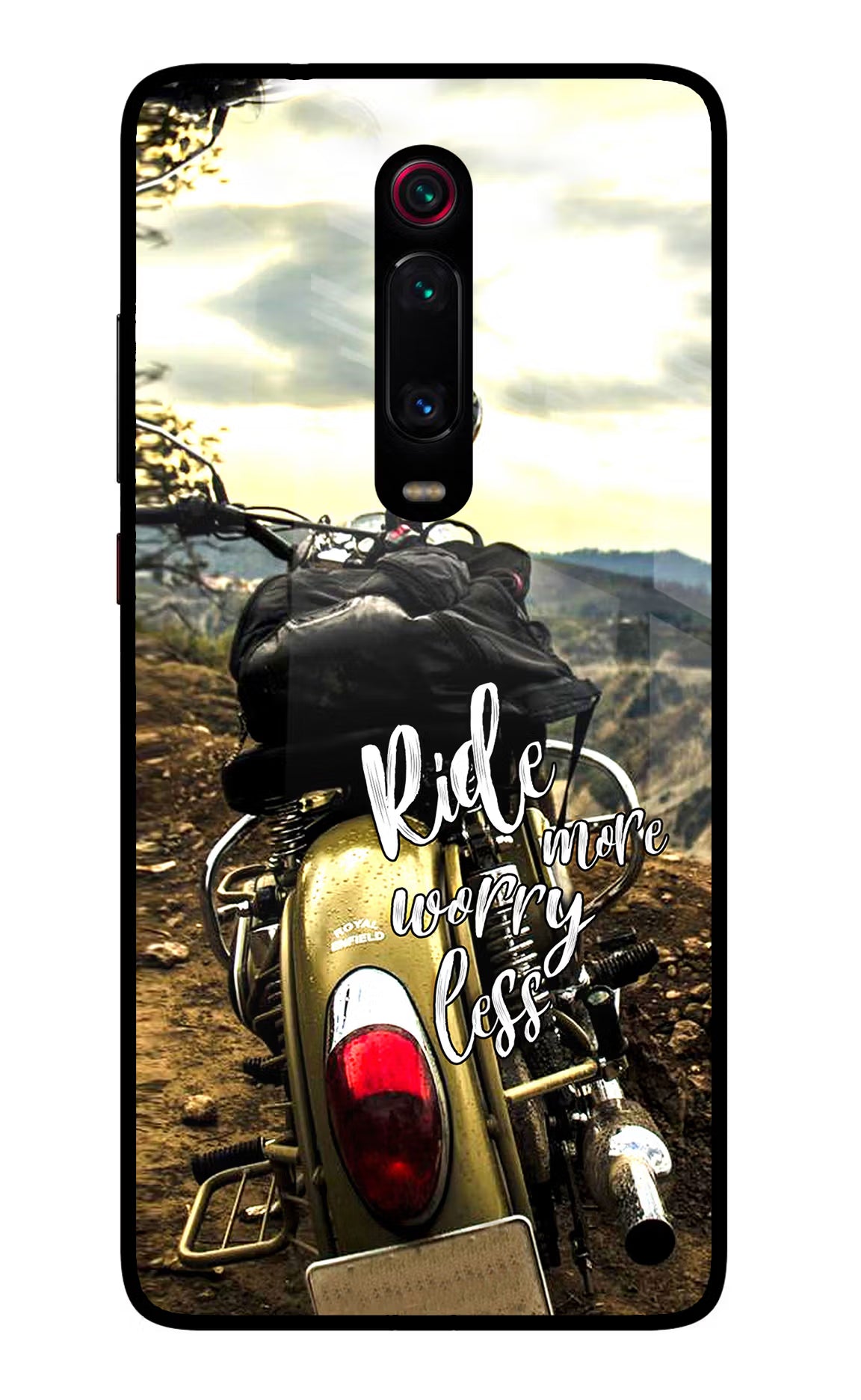 Ride More Worry Less Redmi K20 Pro Glass Case Back Cover by Casekaro
