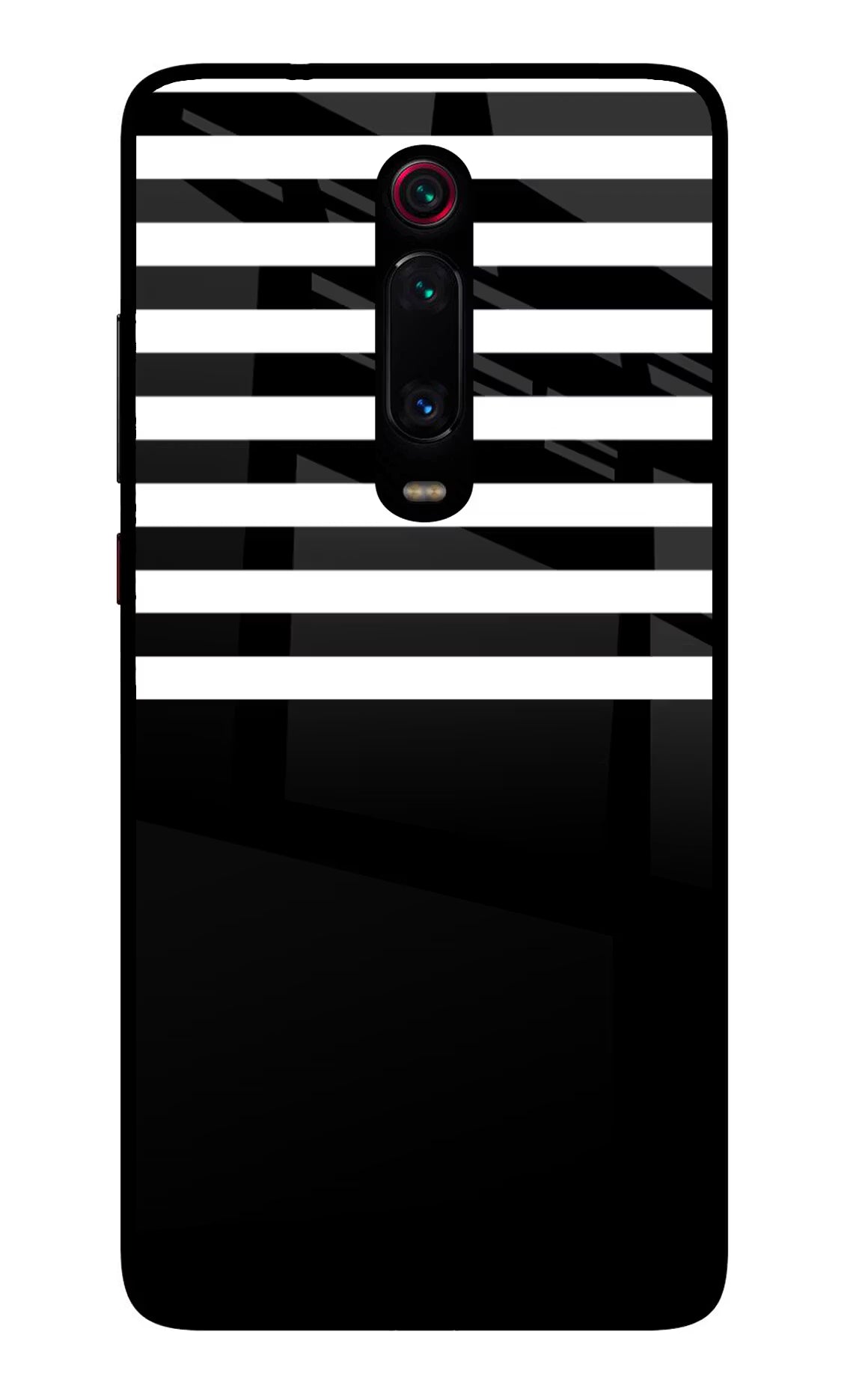 Black and White Print Redmi K20 Pro Glass Case Back Cover by Casekaro