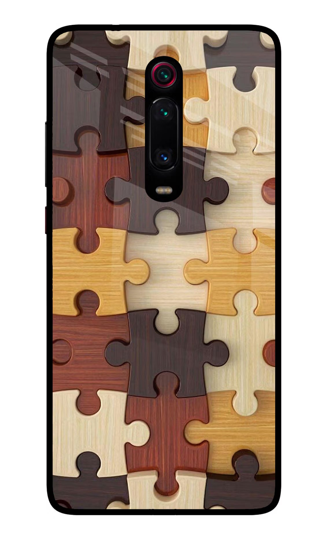 Wooden Puzzle Redmi K20 Pro Glass Case Back Cover by Casekaro