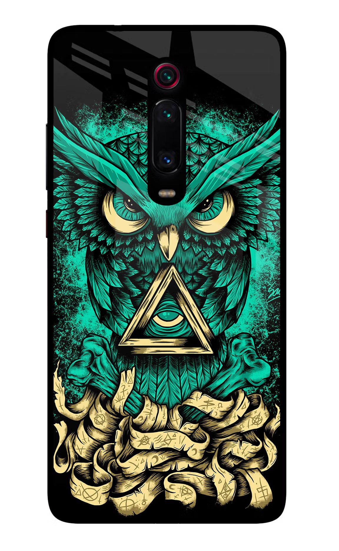 Green Owl Redmi K20 Pro Glass Case Back Cover by Casekaro