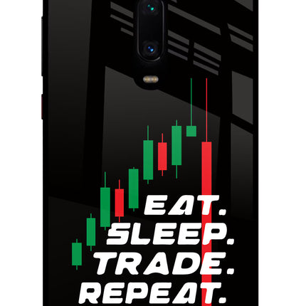 Eat Sleep Trade Repeat Redmi K20 Pro Glass Case Back Cover by Casekaro
