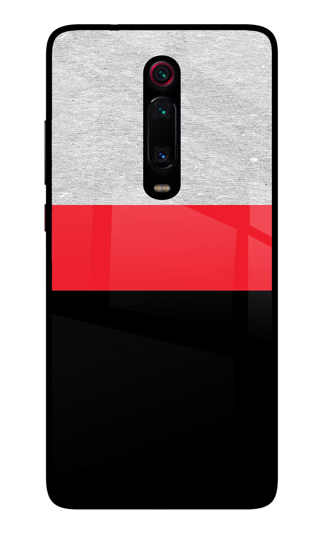 Tri Color Pattern Redmi K20 Pro Glass Case Back Cover by Casekaro