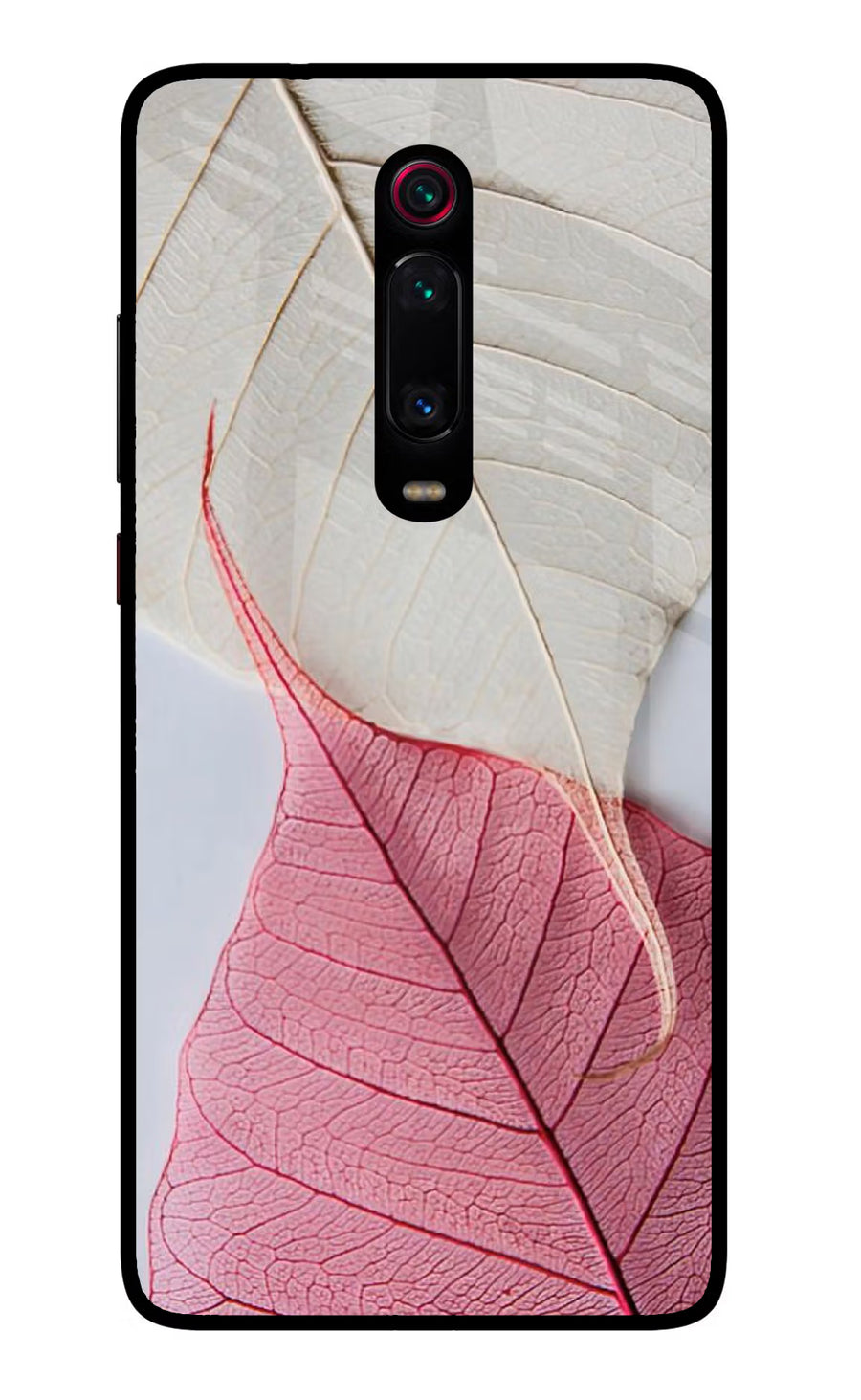 White Pink Leaf Redmi K20 Pro Back Cover, Glass case