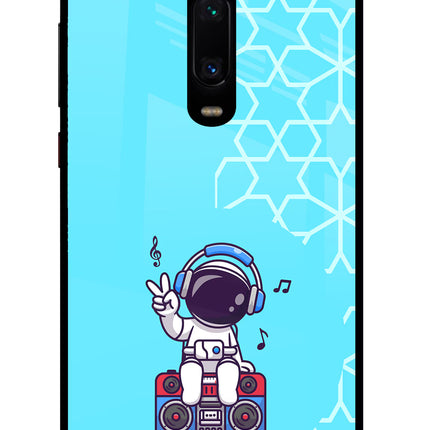 Cute Astronaut Chilling Redmi K20 Pro Glass Case Back Cover by Casekaro