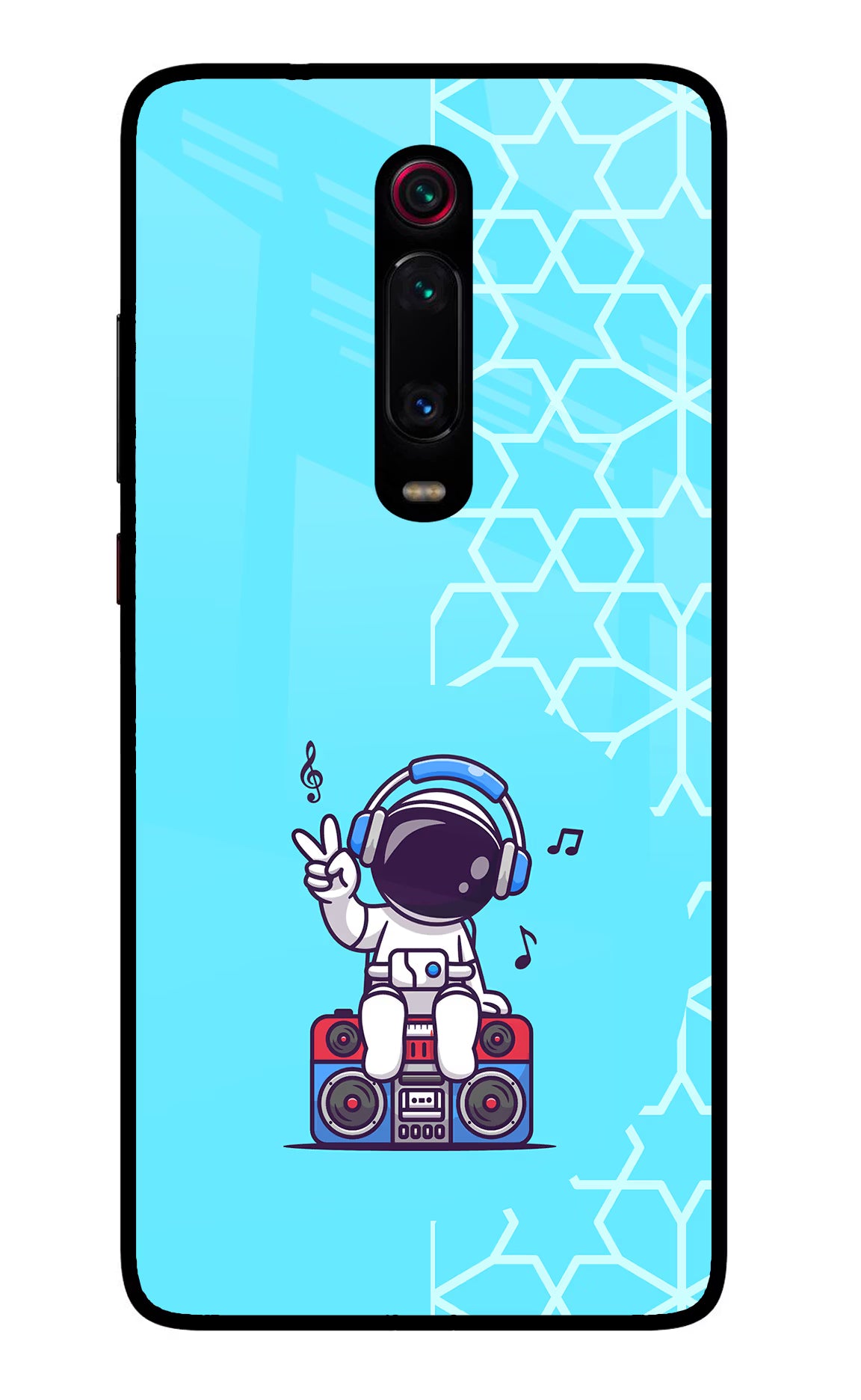 Cute Astronaut Chilling Redmi K20 Pro Glass Case Back Cover by Casekaro