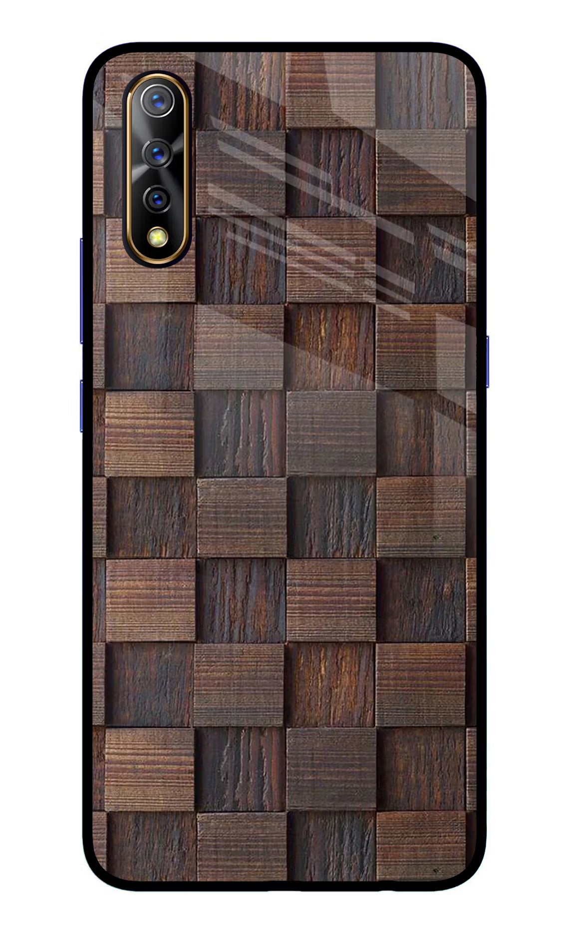 Wooden Cube Design Vivo S1/Z1x Glass Case Back Cover by Casekaro