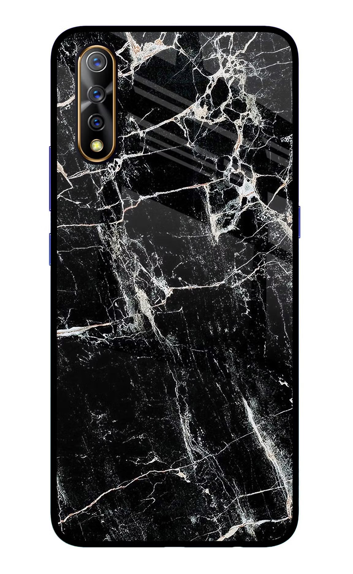 Black Marble Texture Vivo S1/Z1x Glass Case Back Cover by Casekaro