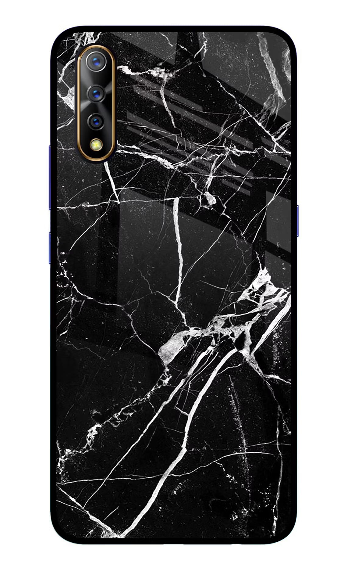 Black Marble Pattern Vivo S1/Z1x Glass Case Back Cover by Casekaro