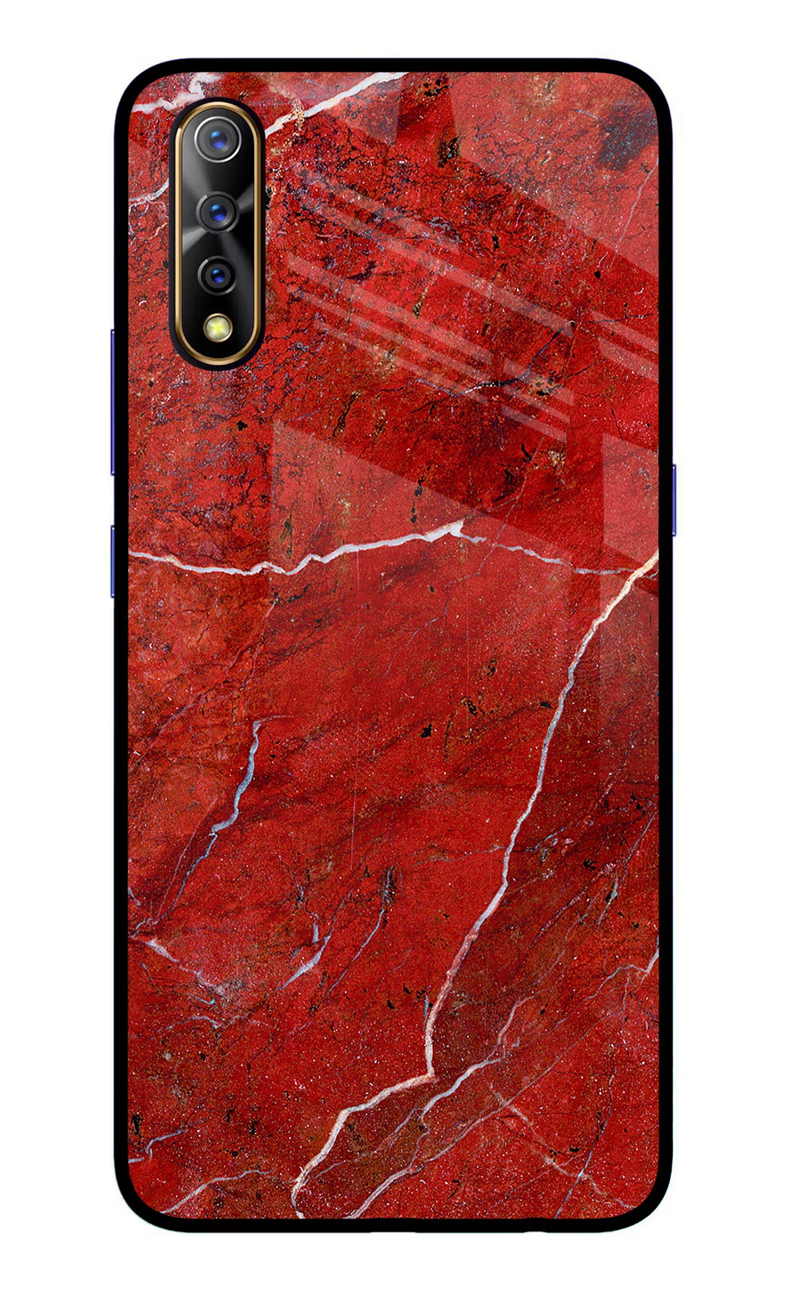 Red Marble Design Vivo S1/Z1x Glass Case Back Cover by Casekaro