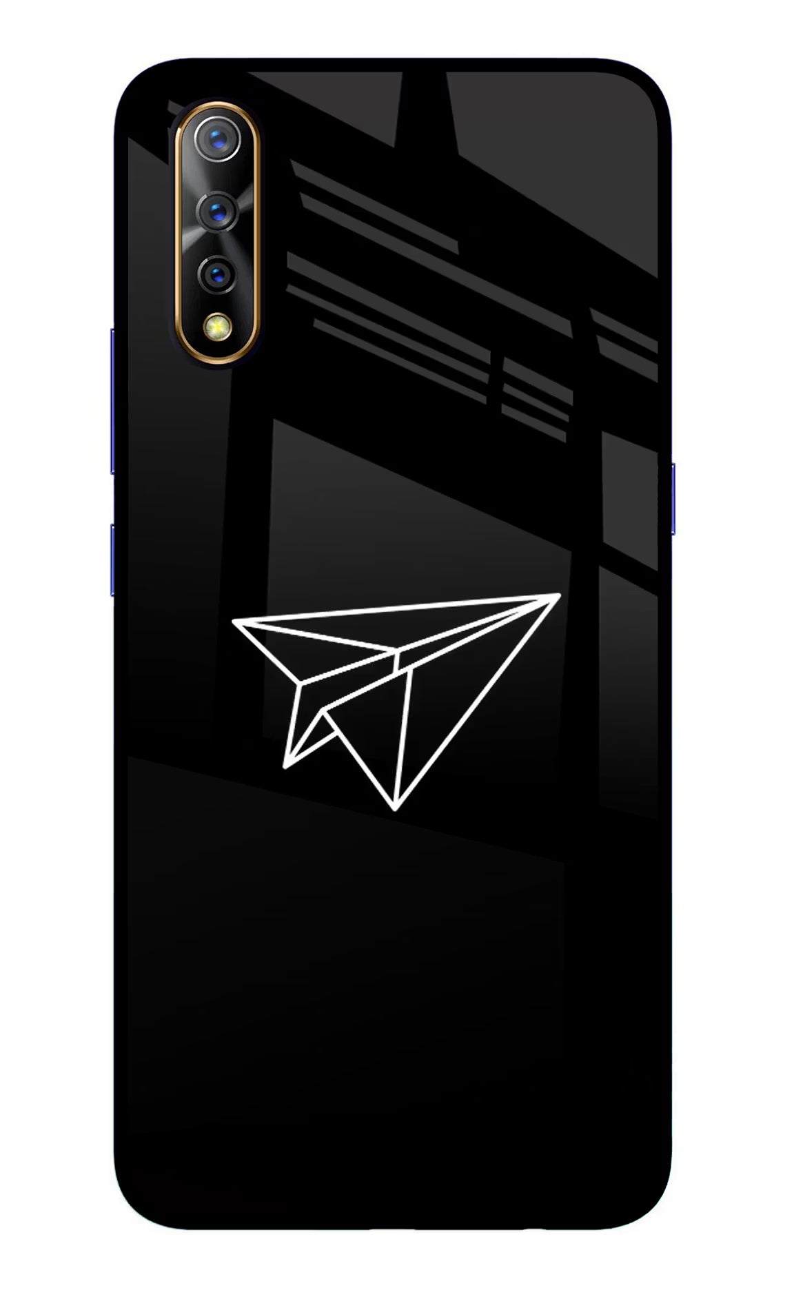 Paper Plane White Vivo S1/Z1x Glass Case Back Cover by Casekaro