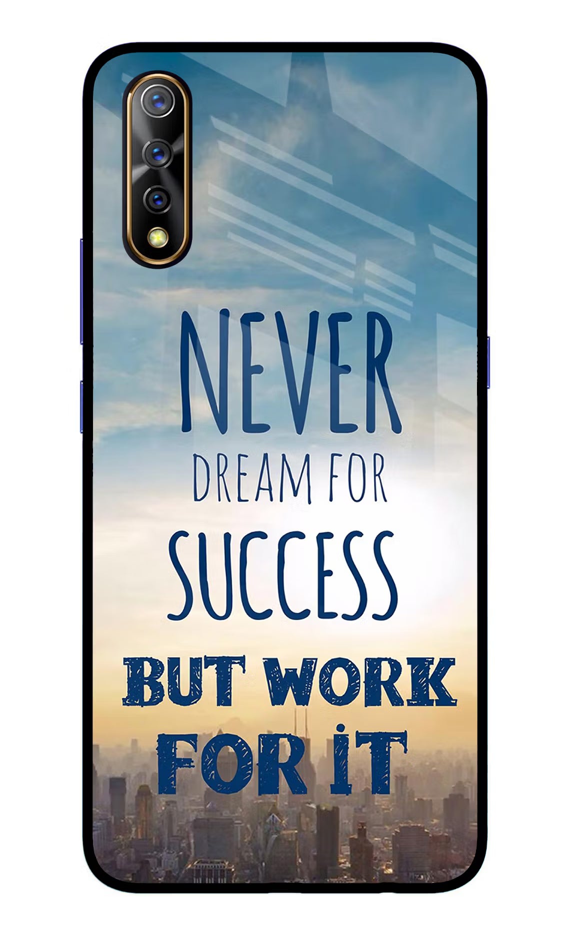 Never Dream For Success But Work For It Vivo S1/Z1x Glass Case Back Cover by Casekaro