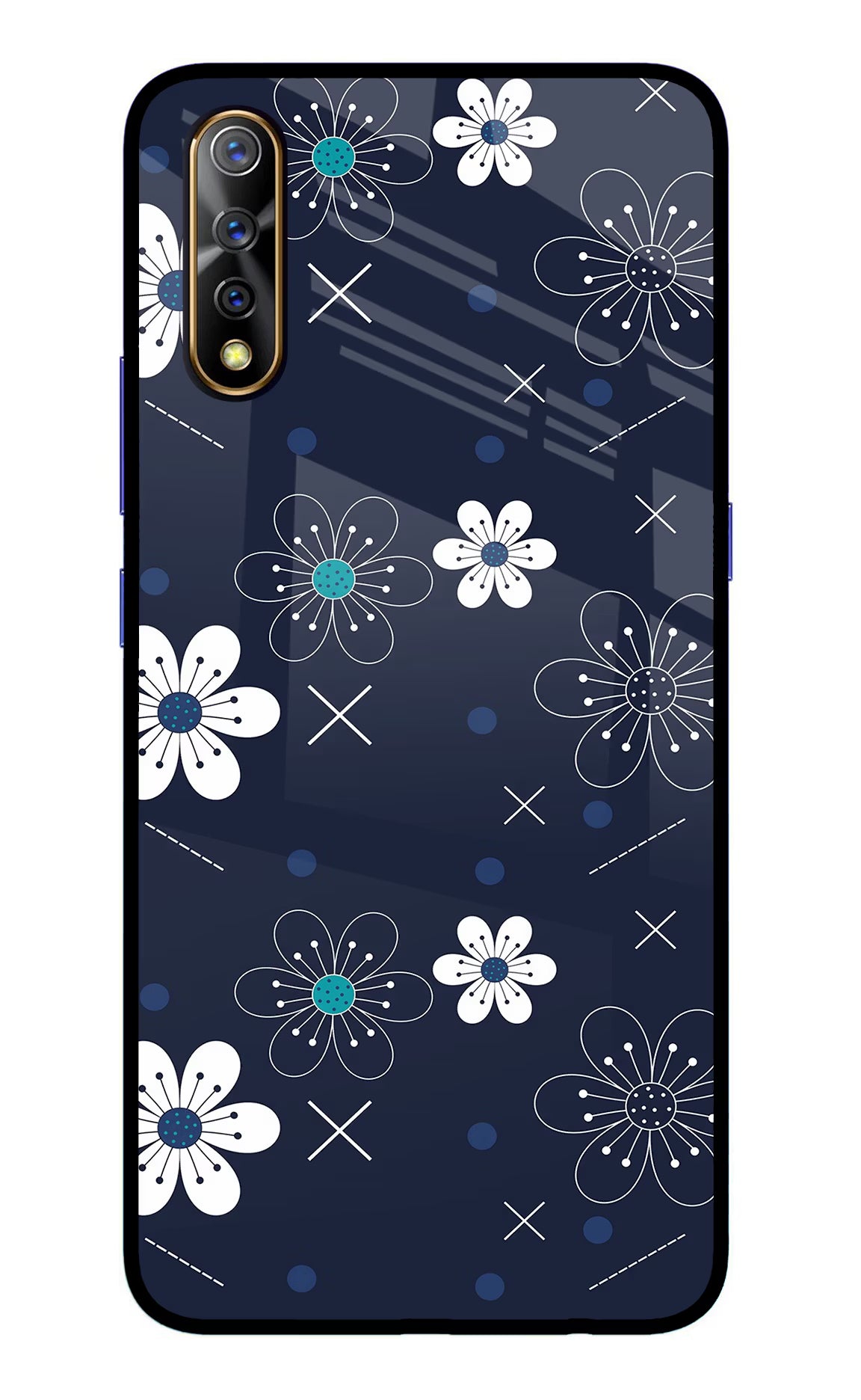 Flowers Vivo S1/Z1x Glass Case Back Cover by Casekaro
