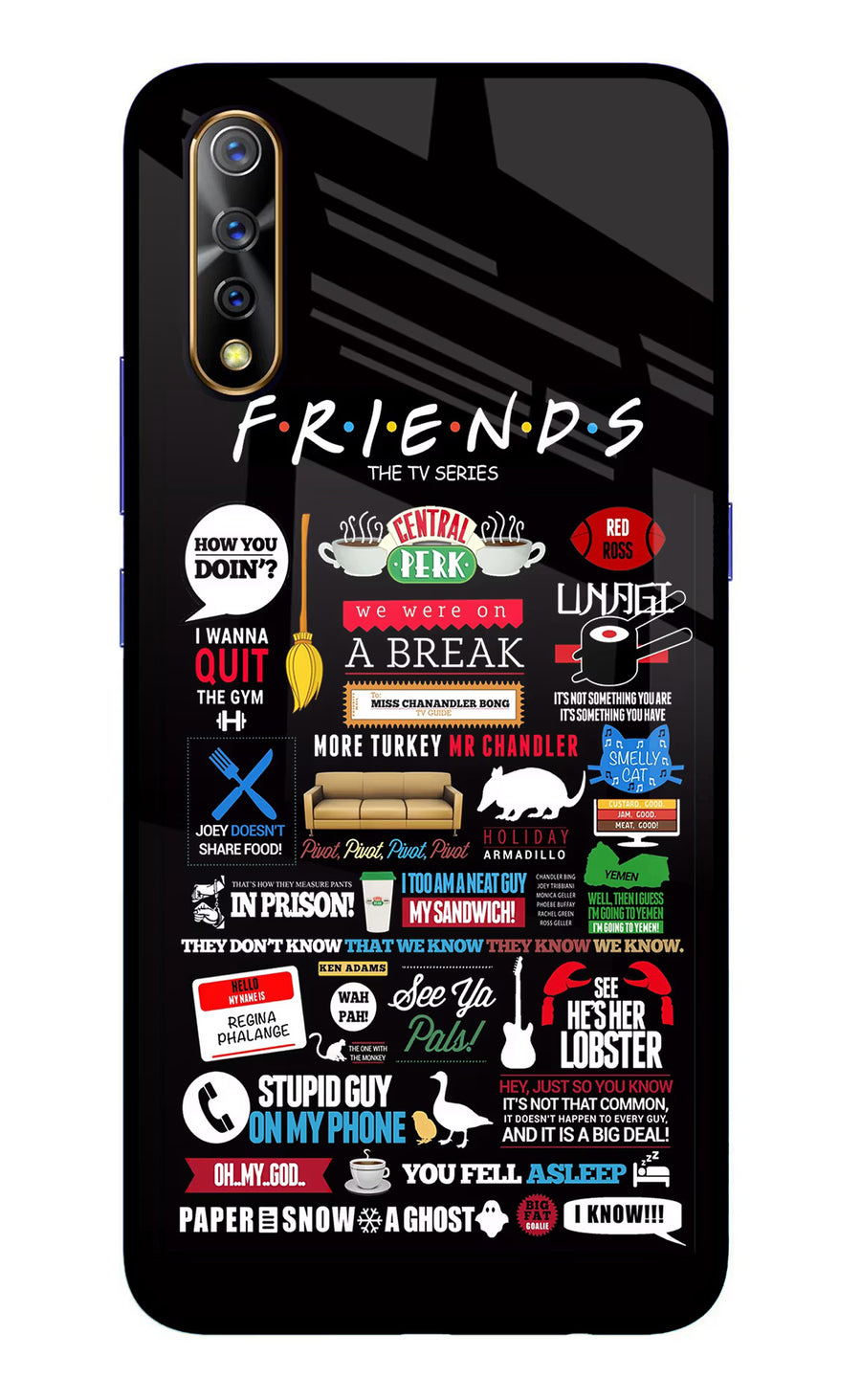FRIENDS Vivo S1/Z1x Back Cover, Glass case