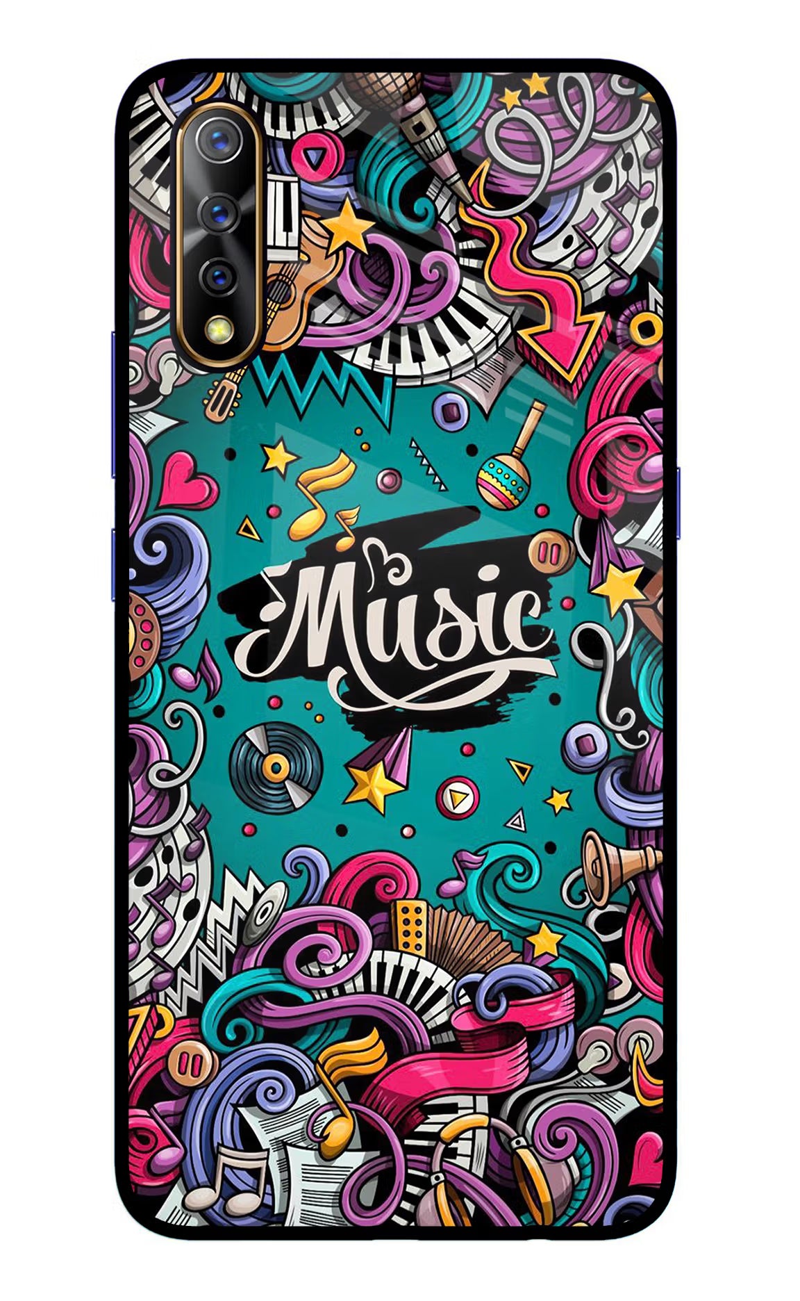 Music Graffiti Vivo S1/Z1x Glass Case Back Cover by Casekaro
