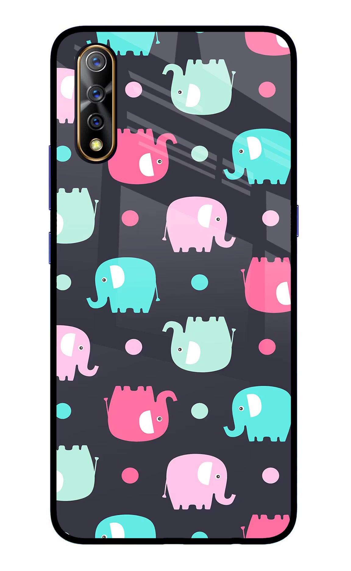 Elephants Vivo S1/Z1x Glass Case Back Cover by Casekaro