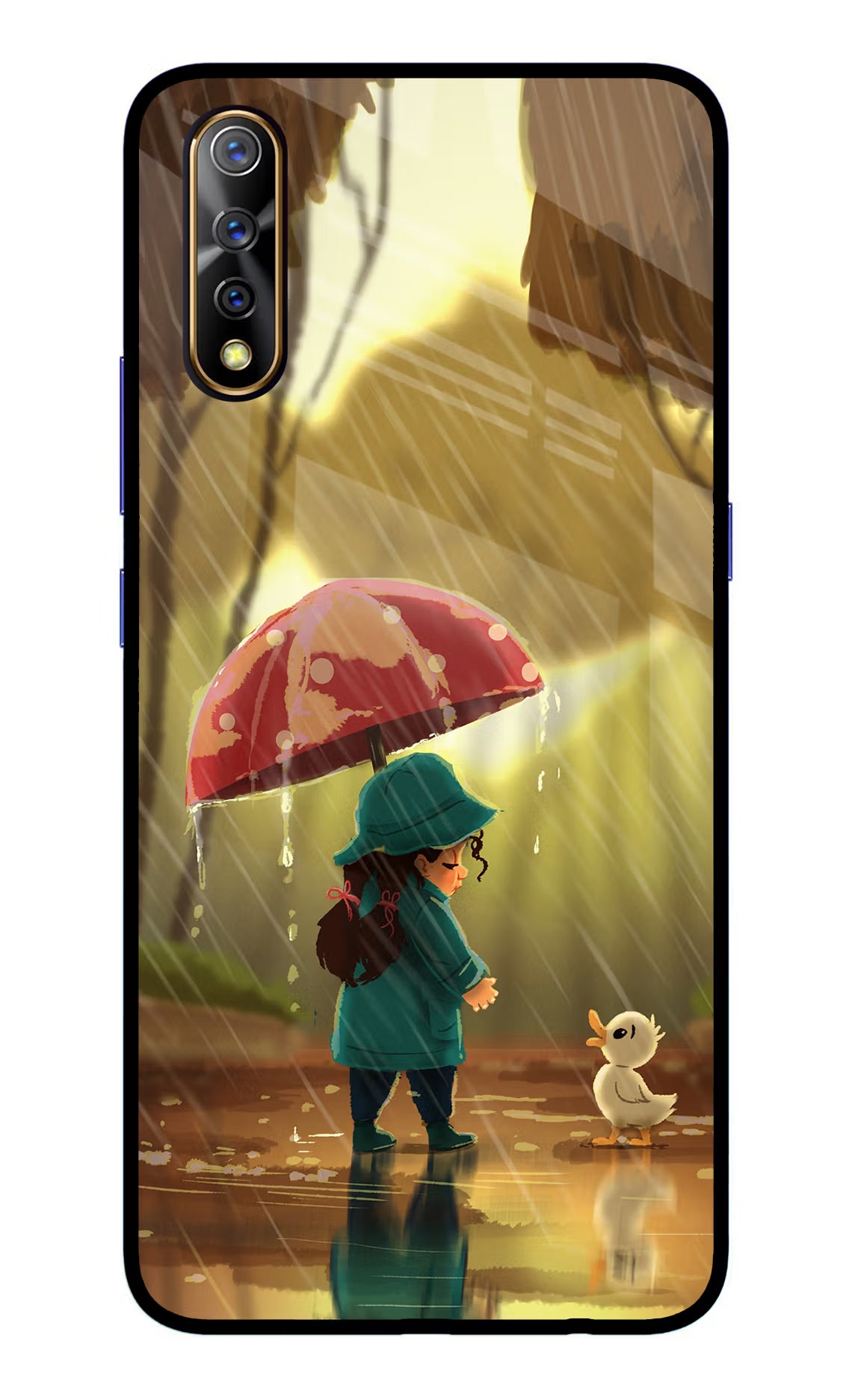 Rainy Day Vivo S1/Z1x Glass Case Back Cover by Casekaro
