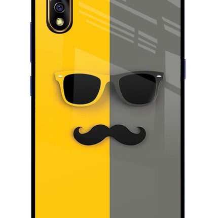 Sunglasses with Mustache Vivo S1/Z1x Glass Case Back Cover by Casekaro
