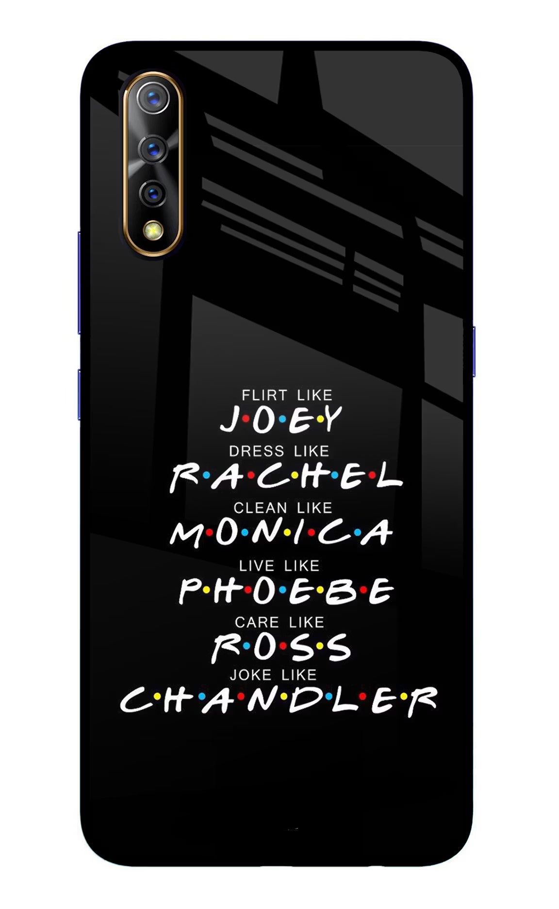 FRIENDS Character Vivo S1/Z1x Glass Case Back Cover by Casekaro