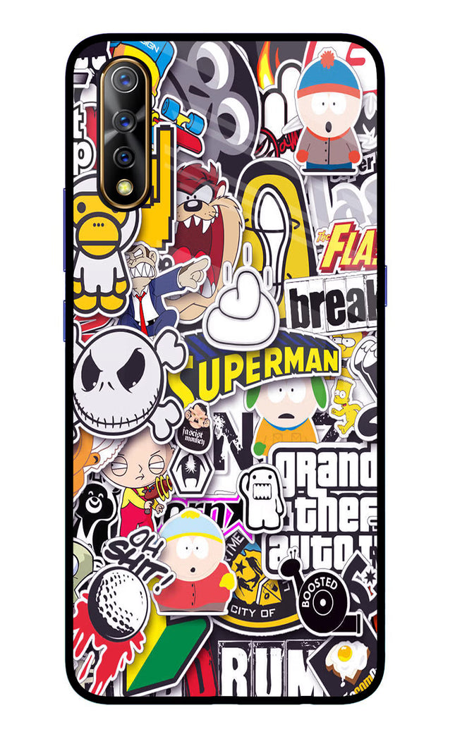 Sticker Bomb Vivo S1/Z1x Glass Case Back Cover by Casekaro