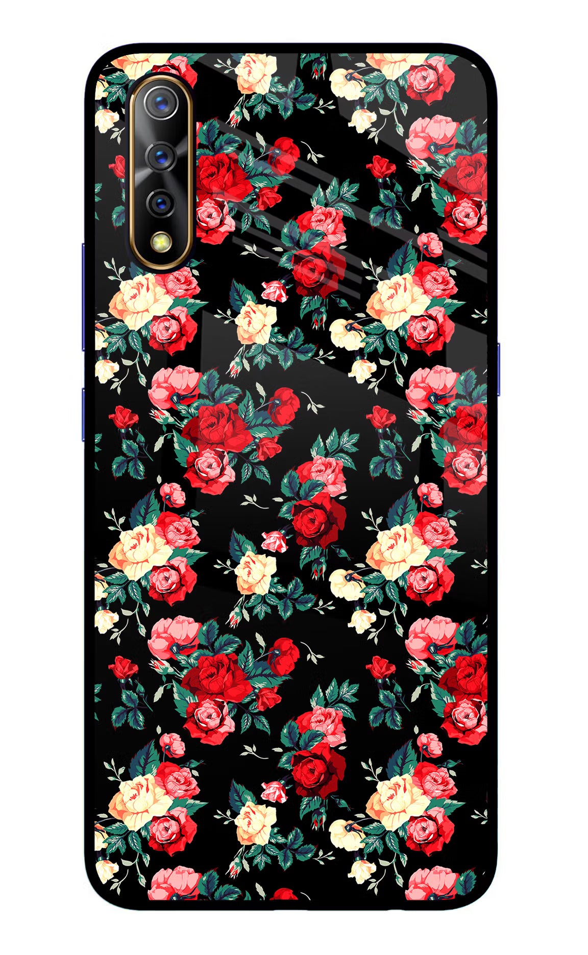 Rose Pattern Vivo S1/Z1x Glass Case Back Cover by Casekaro