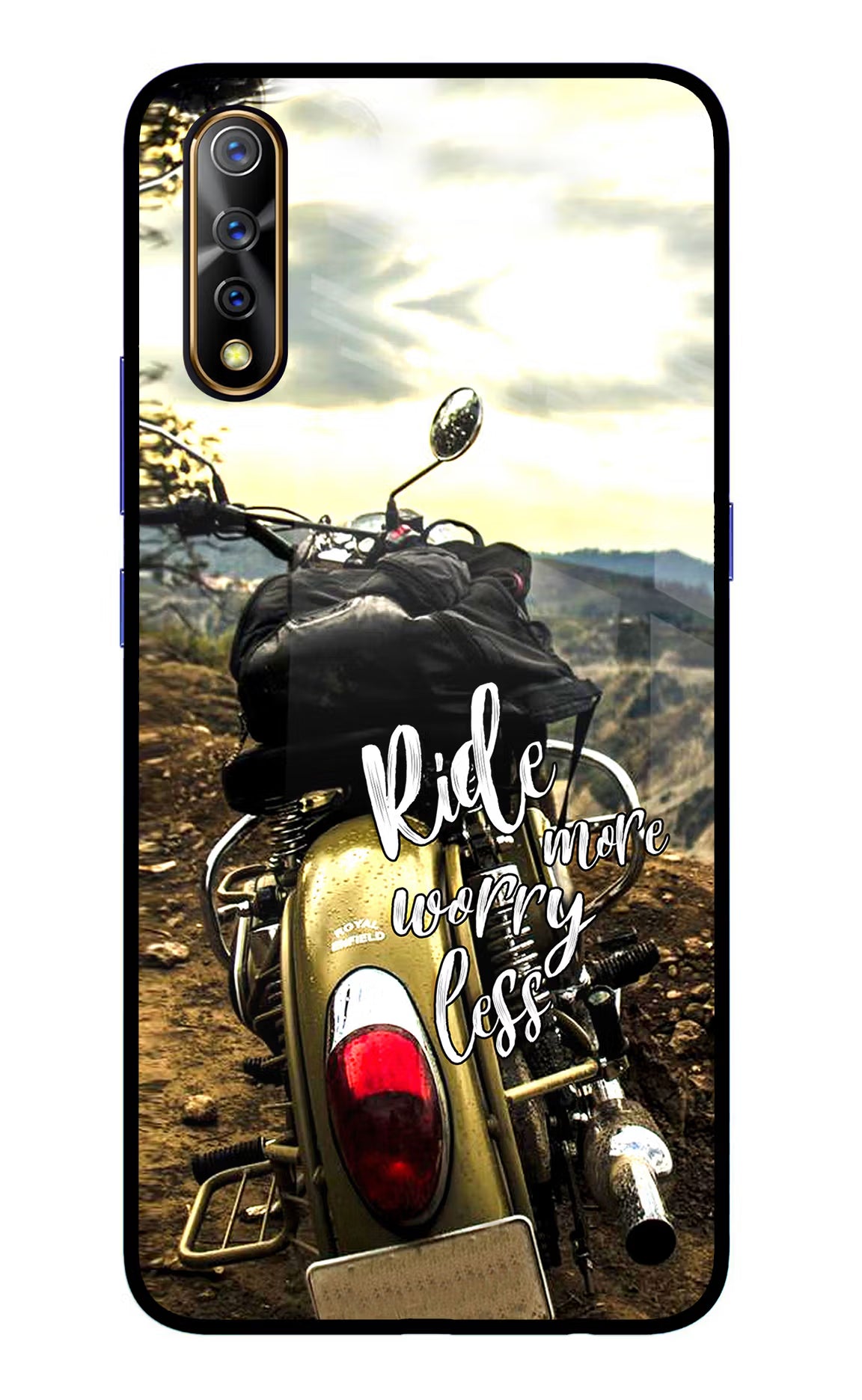 Ride More Worry Less Vivo S1/Z1x Glass Case Back Cover by Casekaro