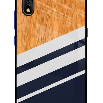 Blue and white wooden Vivo S1/Z1x Glass Case Back Cover by Casekaro