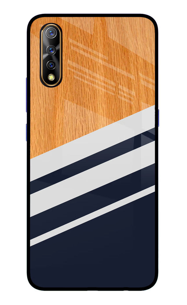 Blue and white wooden Vivo S1/Z1x Glass Case Back Cover by Casekaro