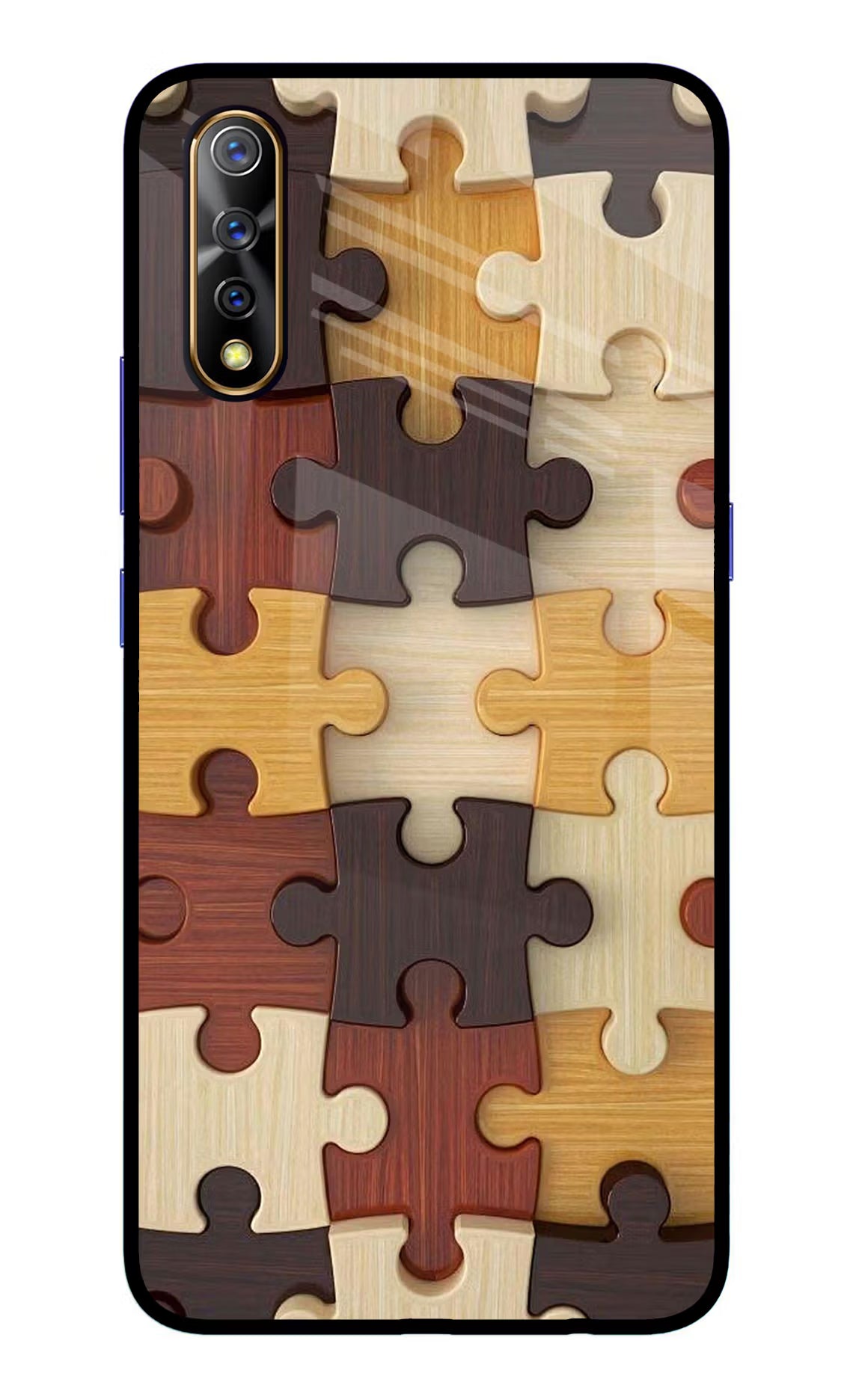 Wooden Puzzle Vivo S1/Z1x Glass Case Back Cover by Casekaro